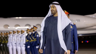 President of the UAE Sheikh Mohamed bin Zayed Al Nahyan meets with Jordan's King Abdullah, in Abu Dhabi