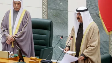 Sheikh Mishal al-Ahmad al-Sabah addresses parliament on December 20 as Kuwait's new emir
