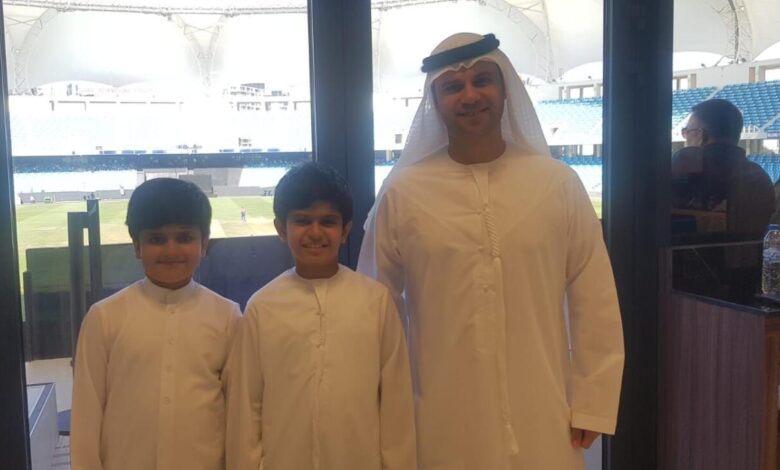 Zayed Abbas with his sons Mansoor and Khalifa