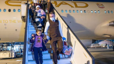 Palestinian patients and their families arrive at Abu Dhabi