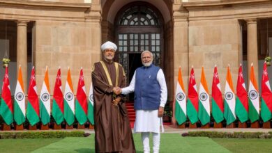 Prime Minister Narendra Modi meets Sultan of Oman Haitham Bin Tarik at Hyderabad