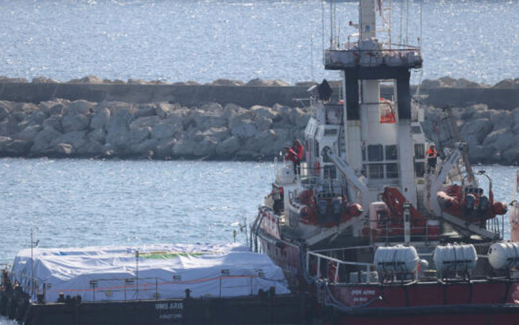 Open Arms Vessel Delivers Aid Off Gaza's Coast