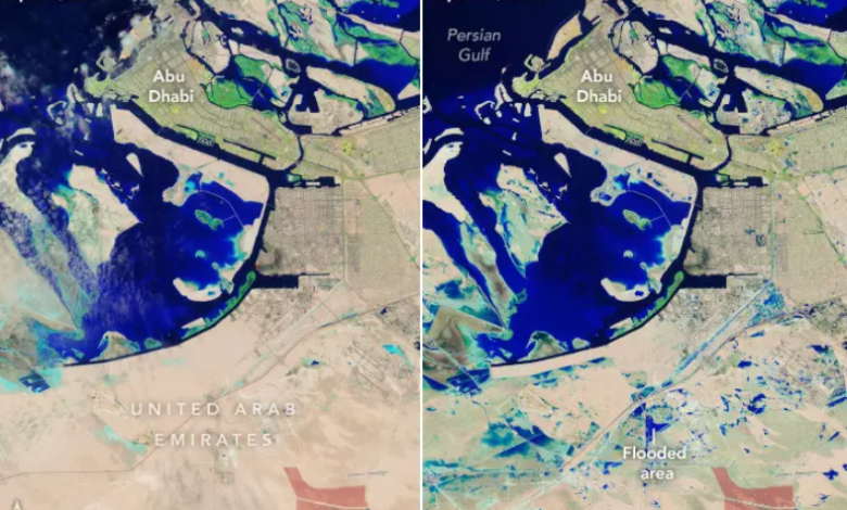 NASA Releases Before & After Images of UAE Floods