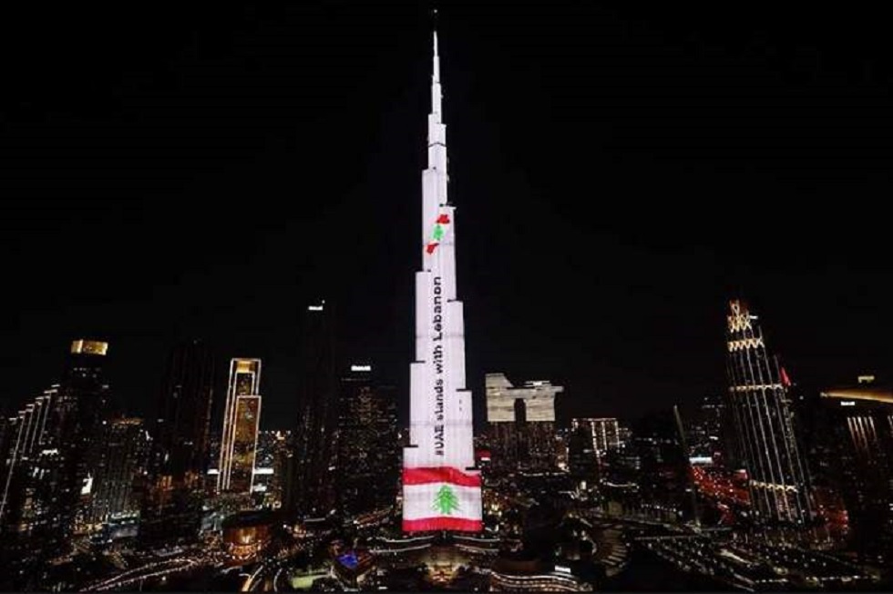 Burj Khalifa Displays Lebanese Flag for 'UAE with Lebanon