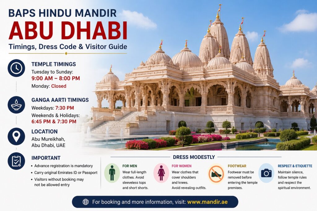 BAPS Hindu Abu Dhabi Mandir Timings, Location & Visitor Guide